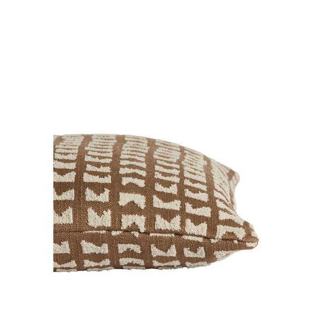 Light & Living Kussen 45x45 cm SONTRA donker bruin+taupe veren gevuld