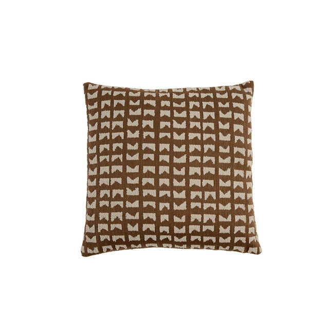 Light & Living Kussen 45x45 cm SONTRA donker bruin+taupe veren gevuld