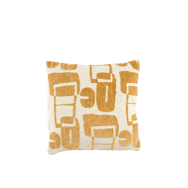 Light & Living Kussen 45x45 cm LYSS mosterd geel+crème veren gevuld