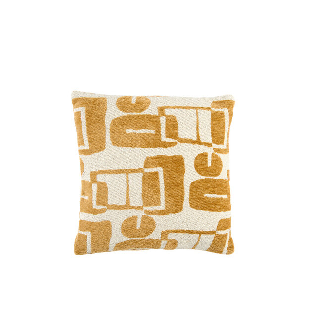 Light & Living Kussen 45x45 cm LYSS mosterd geel+crème veren gevuld