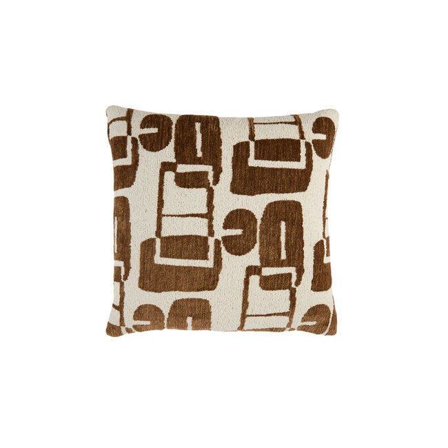 Light & Living Kussen 45x45 cm LYSS donker bruin+crème veren gevuld