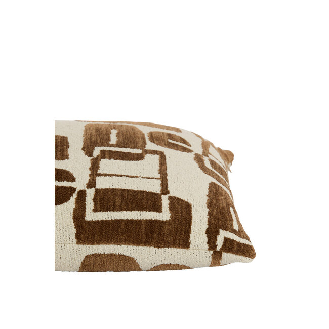 Light & Living Kussen 45x45 cm LYSS donker bruin+crème veren gevuld