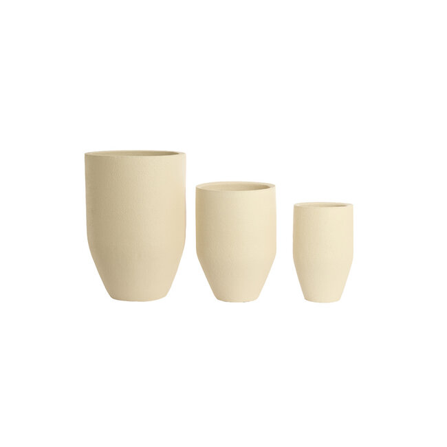 Light & Living Pot deco S/3 Ø30x46+Ø40x55+Ø52x71 cm SIROLO crème