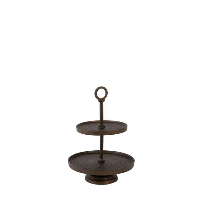 Light & Living Etagère 2 laags Ø24x37 cm LUTEK mat bruin-brons