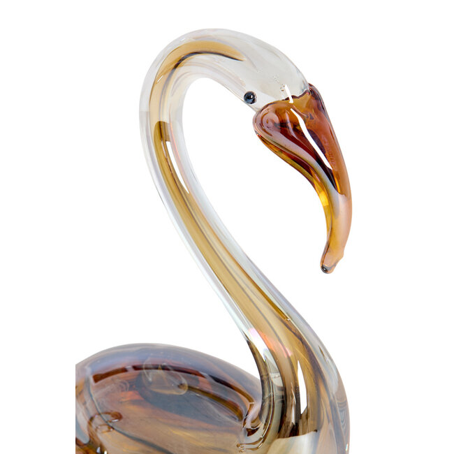 Light & Living Ornament 12x7x17 cm SWAN glas bruin+crème