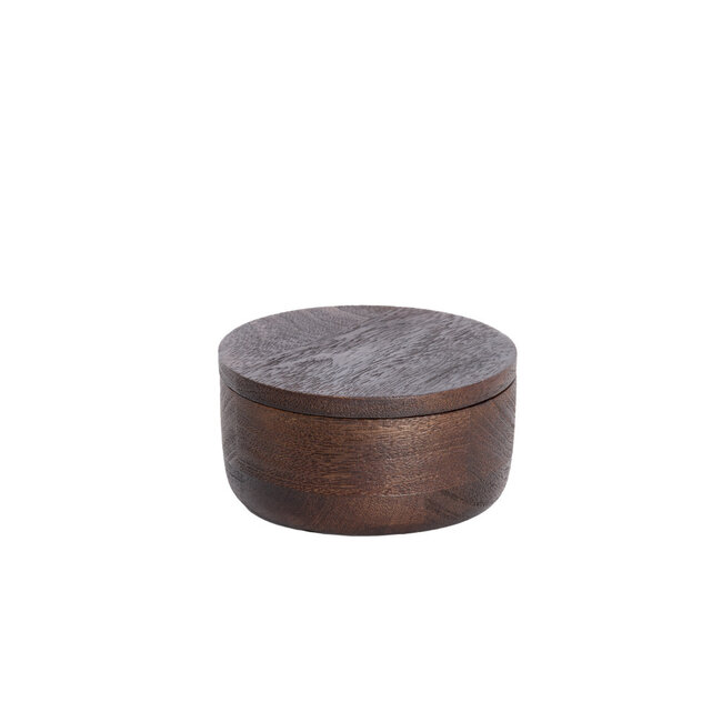 Light & Living Deco box Ø14x7 cm METETI hout mat donker bruin