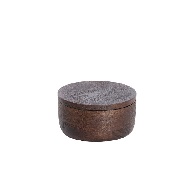 Light & Living Deco box Ø14x7 cm METETI hout mat donker bruin