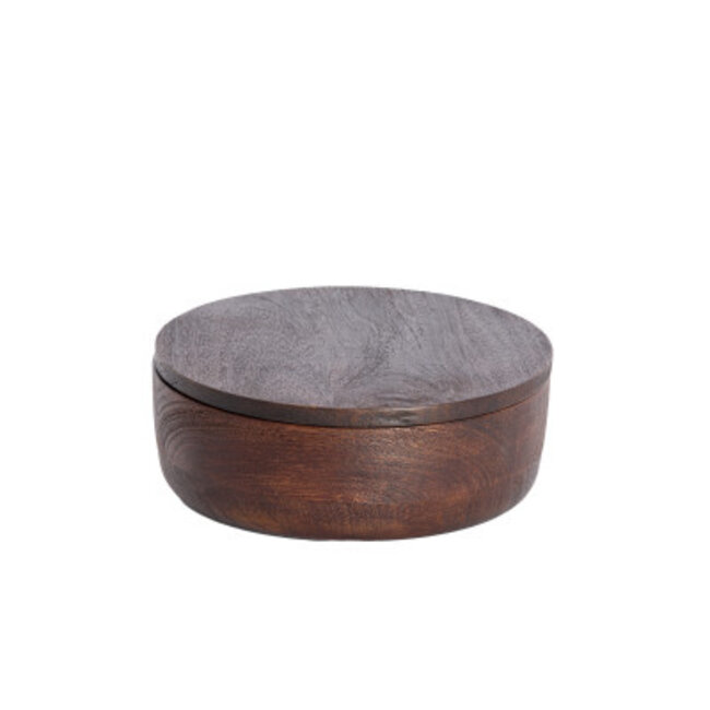Light & Living Deco box Ø19x7 cm METETI hout mat donker bruin