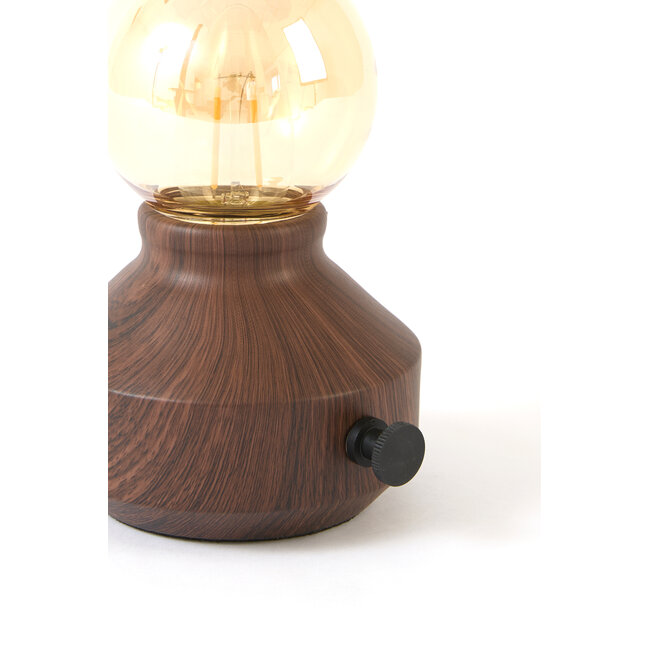 Light & Living Tafellamp LED Ø13x21,5 cm ZENY hout print d bruin+glas amber