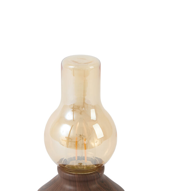 Light & Living Tafellamp LED Ø13x21,5 cm ZENY hout print d bruin+glas amber