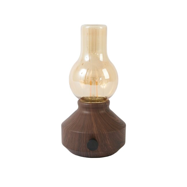 Light & Living Tafellamp LED Ø13x21,5 cm ZENY hout print d bruin+glas amber