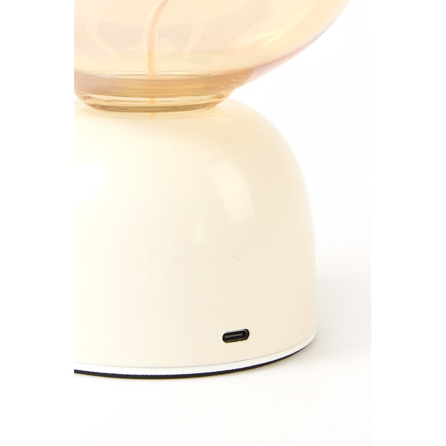 Light & Living Tafellamp LED Ø12,5x19,5 cm VAZYR crème+glas amber