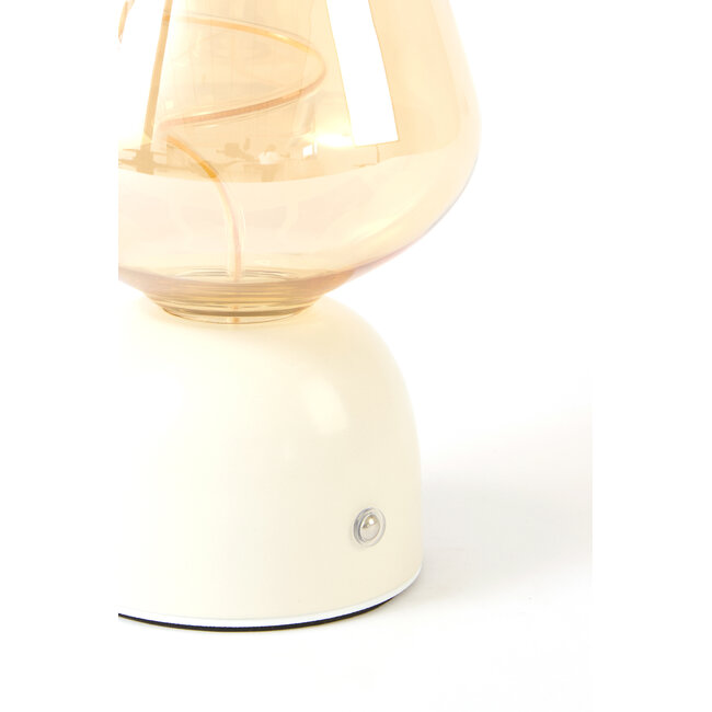 Light & Living Tafellamp LED Ø12,5x19,5 cm VAZYR crème+glas amber