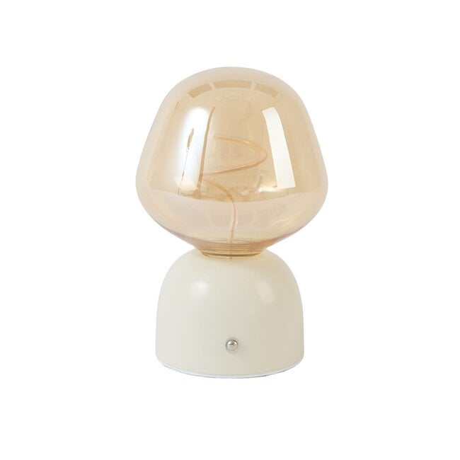 Light & Living Tafellamp LED Ø12,5x19,5 cm VAZYR crème+glas amber