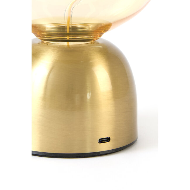 Light & Living Tafellamp LED Ø12,5x19,5 cm VAZYR goud+glas amber