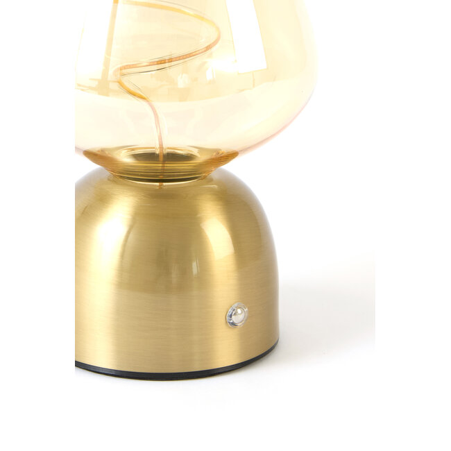 Light & Living Tafellamp LED Ø12,5x19,5 cm VAZYR goud+glas amber