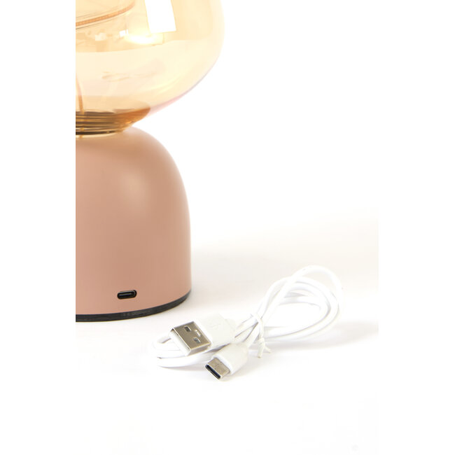 Light & Living Tafellamp LED Ø12,5x19,5 cm VAZYR terra+glas amber