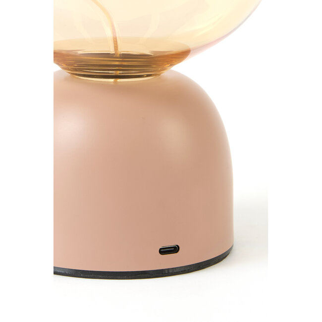 Light & Living Tafellamp LED Ø12,5x19,5 cm VAZYR terra+glas amber