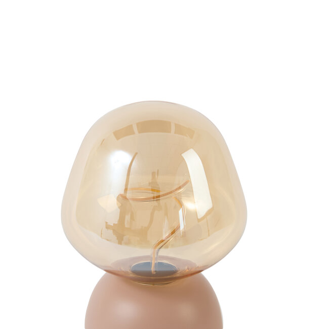 Light & Living Tafellamp LED Ø12,5x19,5 cm VAZYR terra+glas amber