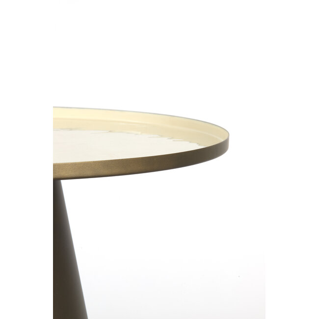 Light & Living Bijzettafel Ø58,5x37 cm JAY glans crème+mat bruin-brons