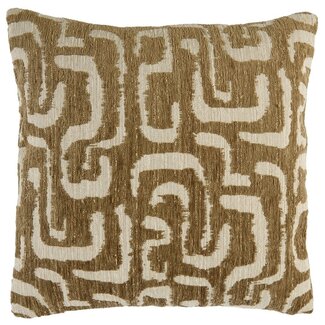 Light en Living Kussen 45x45 cm ALZEY groen-grijs+beige veren gevuld