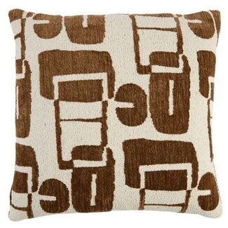 Light en Living Kussen 45x45 cm LYSS donker bruin+crème veren gevuld