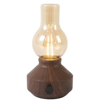 Light & Living Tafellamp LED Ø13x21,5 cm ZENY hout print d bruin+glas amber