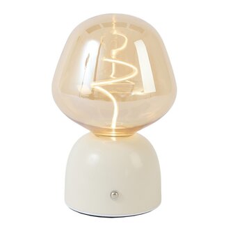 Light en Living Tafellamp LED Ø12,5x19,5 cm VAZYR crème+glas amber