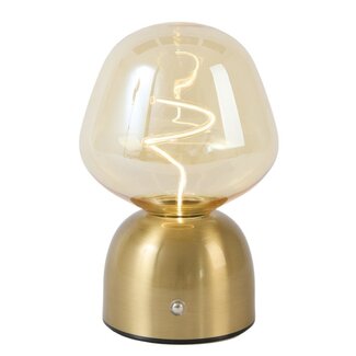 Light & Living Tafellamp LED Ø12,5x19,5 cm VAZYR goud+glas amber