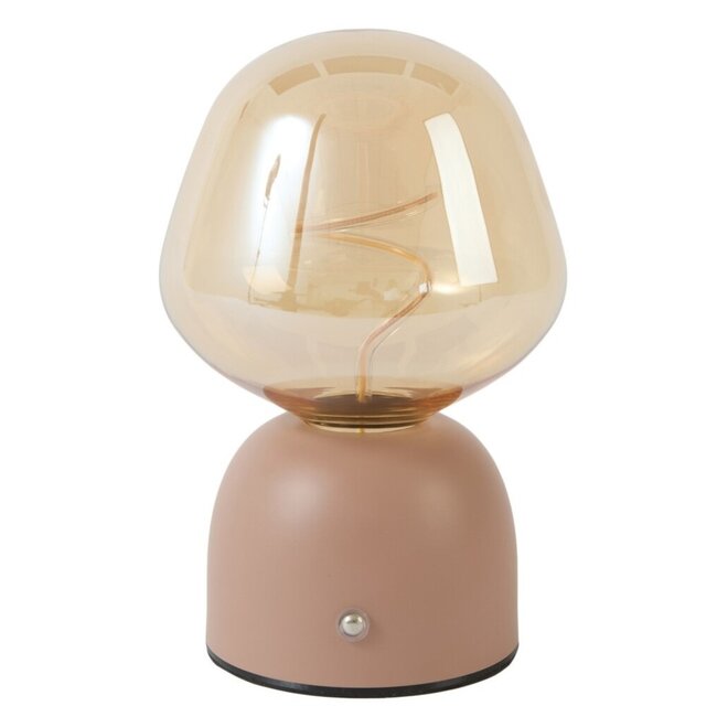 Light & Living Tafellamp LED Ø12,5x19,5 cm VAZYR terra+glas amber