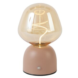 Light & Living Tafellamp LED Ø12,5x19,5 cm VAZYR terra+glas amber