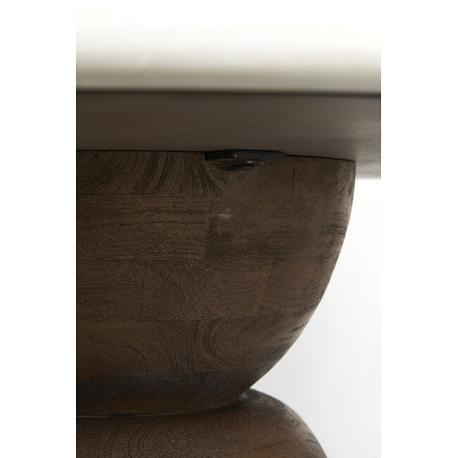 Light & Living Eettafel Ø120x76 cm SOY marmer zand+mango hout choco bruin