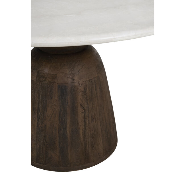 Light & Living Eettafel Ø120x76 cm SOY marmer zand+mango hout choco bruin