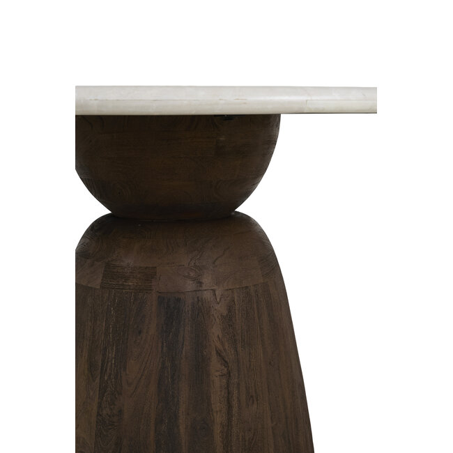 Light & Living Eettafel Ø120x76 cm SOY marmer zand+mango hout choco bruin