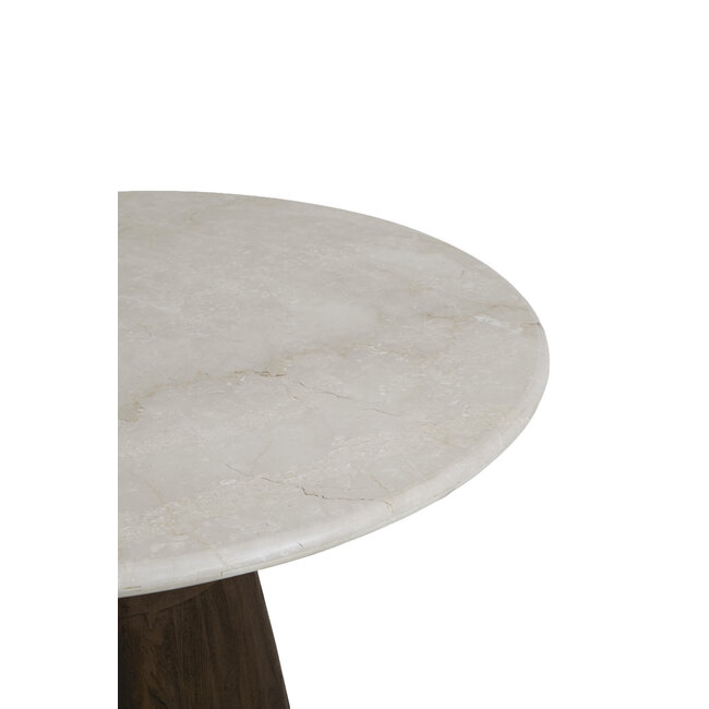 Light & Living Eettafel Ø120x76 cm SOY marmer zand+mango hout choco bruin