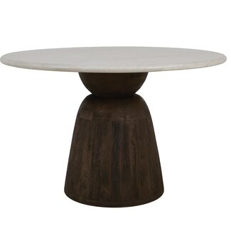 Light en Living Eettafel Ø120x76 cm SOY marmer zand+mango hout choco bruin