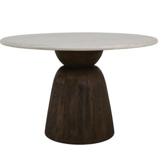 Light & Living Eettafel Ø120x76 cm SOY marmer zand+mango hout choco bruin