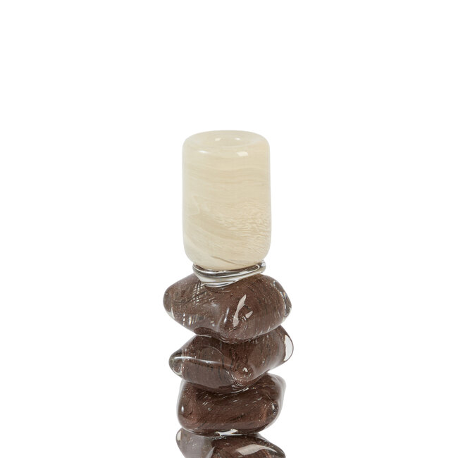 Light & Living Kandelaar Ø11,5x35 cm ESTINA crème+donker bruin