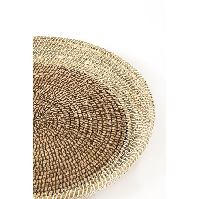 Light & Living Schaal/wandorn S/2 Ø40x4,5+Ø50x6 cm BURICA zeegras nat+crème
