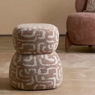 Light en Living Poef Ø40x46 cm LEYLA terra+beige