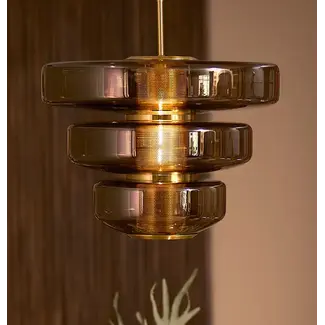 Light en Living Hanglamp Ø40x30 cm MEYARA glas bruin+goud