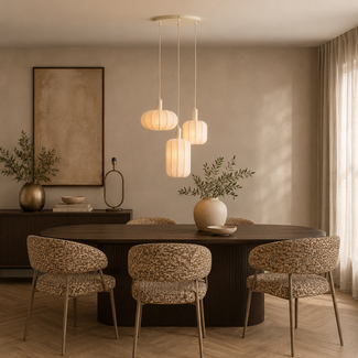 Light en Living Hanglamp 3L Ø38x34 cm TUFIA linnen cream