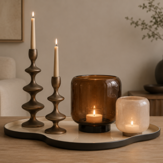 By Boo Vaas  / Windlicht Solenne klein - taupe