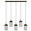 Light en Living Hanglamp 5L 117x10x27 cm DANIA houtprint donkerbruin+touw crème