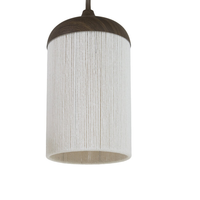 Light en Living Hanglamp 5L 117x10x27 cm DANIA houtprint donkerbruin+touw crème