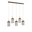 Light en Living Hanglamp 5L 117x10x27 cm DANIA houtprint naturel+touw crème