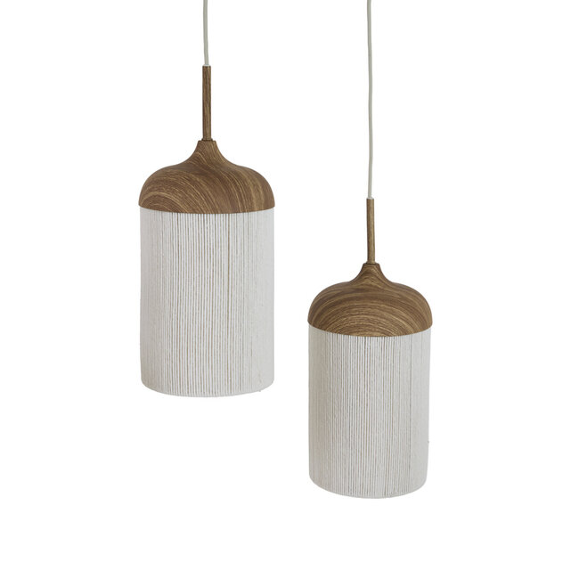 Light en Living Hanglamp 5L 117x10x27 cm DANIA houtprint naturel+touw crème