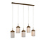Light en Living Hanglamp 5L 117x10x27 cm DANIA houtprint naturel+touw crème