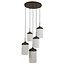 Light en Living Hanglamp 5L Ø50x32 cm DANIA houtprint donkerbruin+touw crème