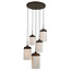 Light en Living Hanglamp 5L Ø50x32 cm DANIA houtprint donkerbruin+touw crème